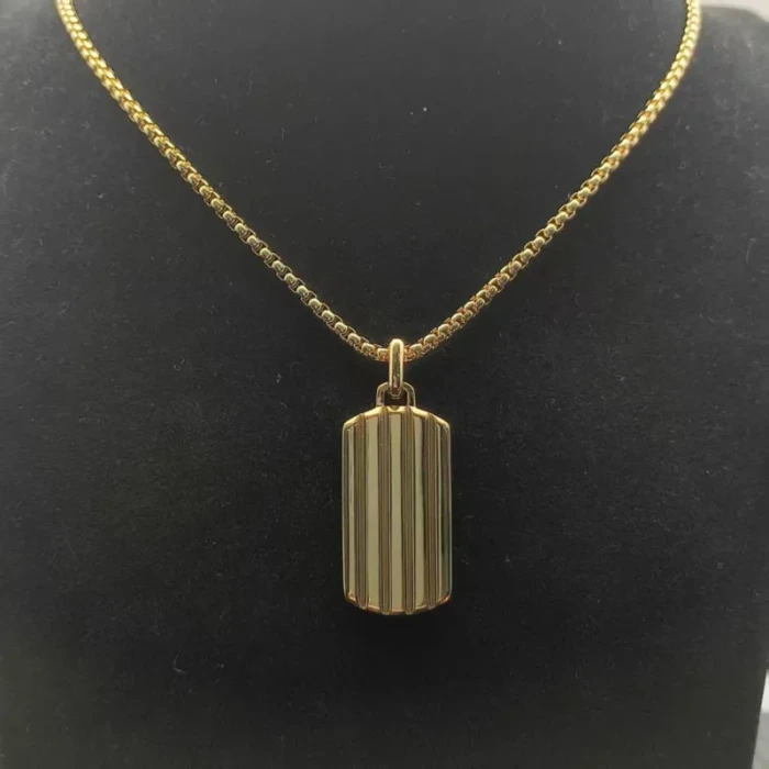 David Yurman Gold Streamlined Rectangular Tag Necklace