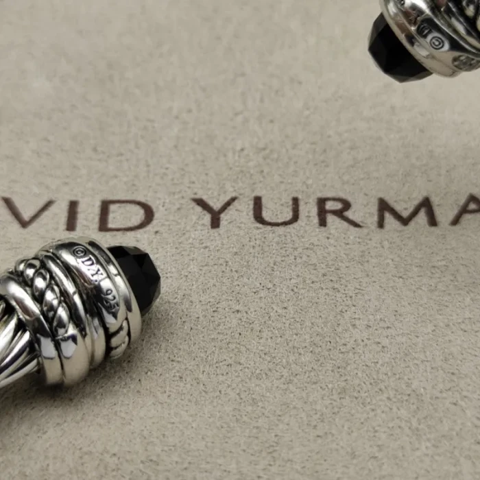 David Yurman 7mm Cable Bracelet with Rotating Blue Pavé End Caps