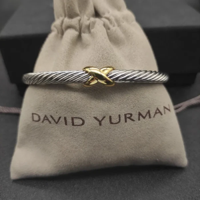 David Yurman 5mm Cable Cuff Bracelet with Single X Station Accent