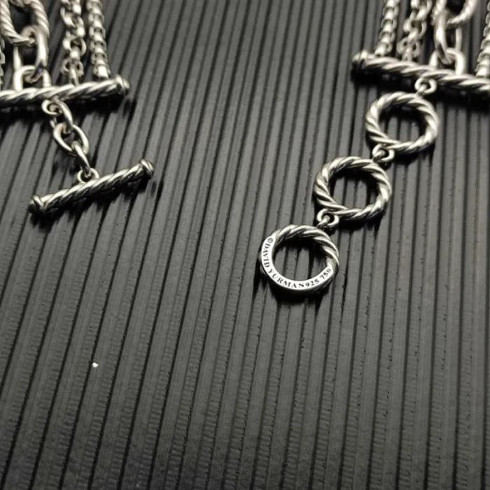 David Yurman Gold and Silver 29mm Multi-Row Chain Necklace