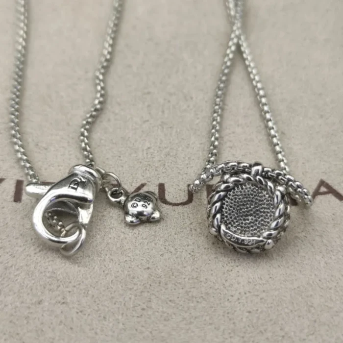 David Yurman 8mm Black Gemstone Four-Prong Pendant Necklace