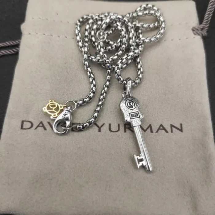 David Yurman Cable Chain Key Pendant Necklace with Sculpted End Cap
