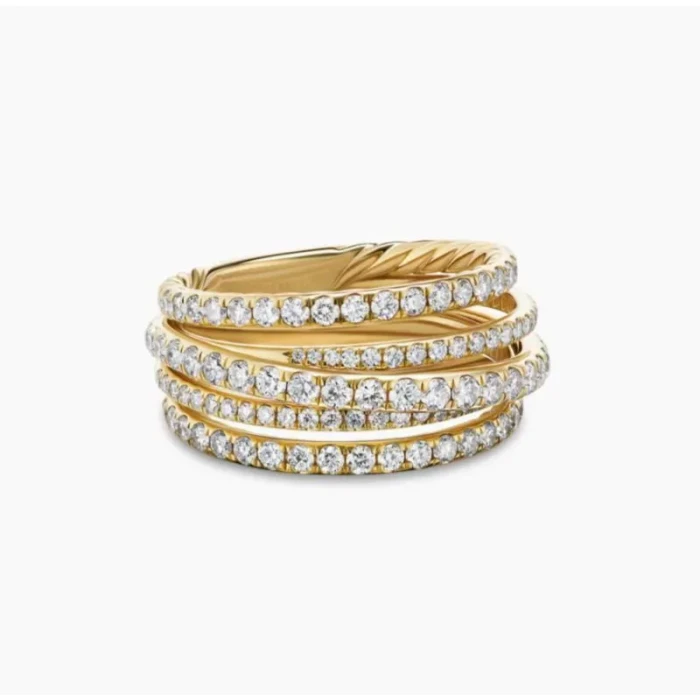 David Yurman Gold Pavé Diamond Interlocking Ring