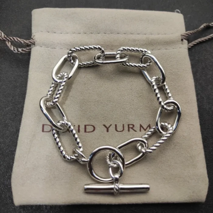 David Yurman Cable Twist Silver Rotating Clasp Bracelet, Length 21cm