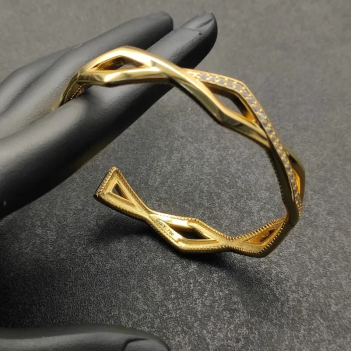 David Yurman Gold Two-Row Cuff Bracelet 13mm, Fits Wrist Size 16cm - 20cm