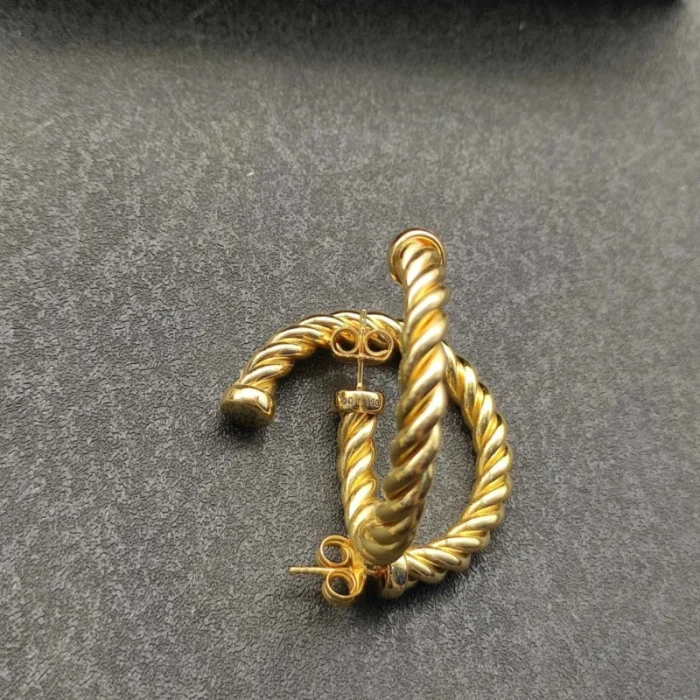 David Yurman Gold Large Twisted Cable Hoop Earrings, 40×5.8mm