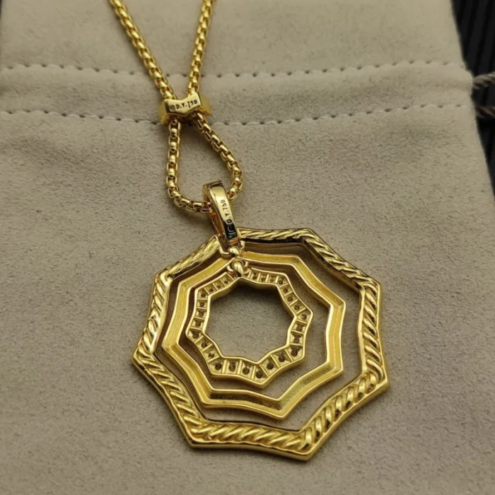 David Yurman Gold 38mm Serrated Stack Necklace