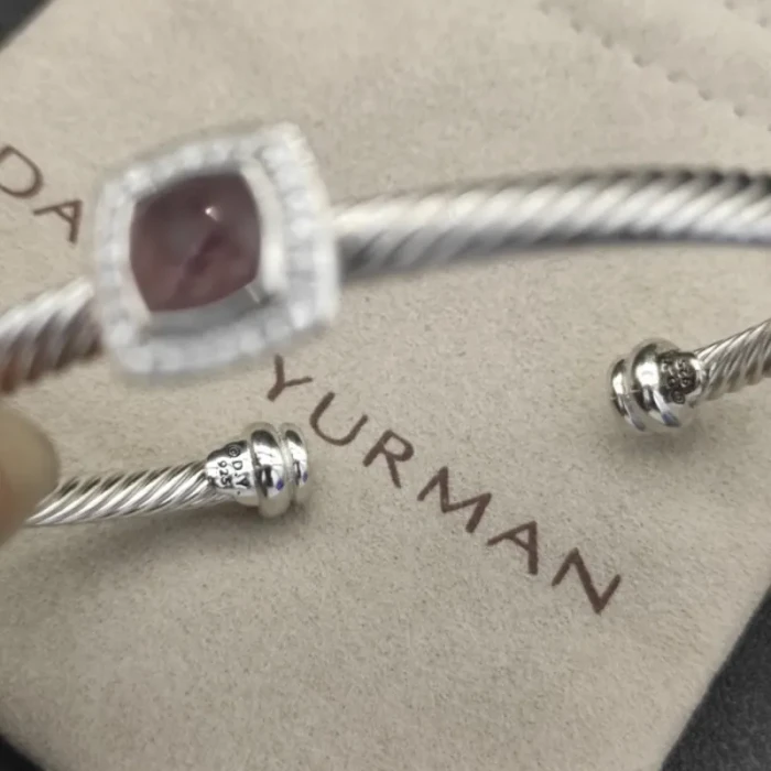 David Yurman 4mm Square Pavé Cable Bracelet with Red Diamonds