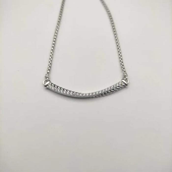 David Yurman Silver Smile Pavé Diamond Necklace
