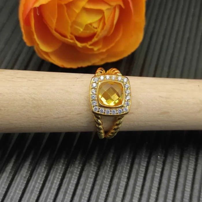 David Yurman Gold Square Yellow Diamond Ring