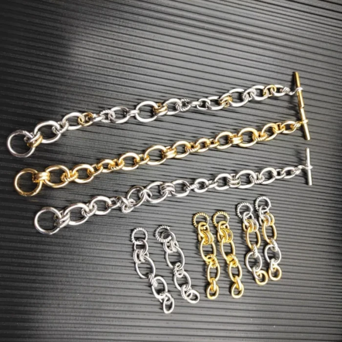 David Yurman 8mm Gold and Silver Mercer Multi-Ring Bracelet