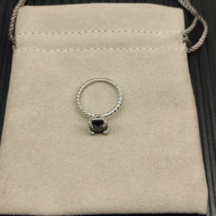 David Yurman 8mm Four-Prong Black Diamond Ring