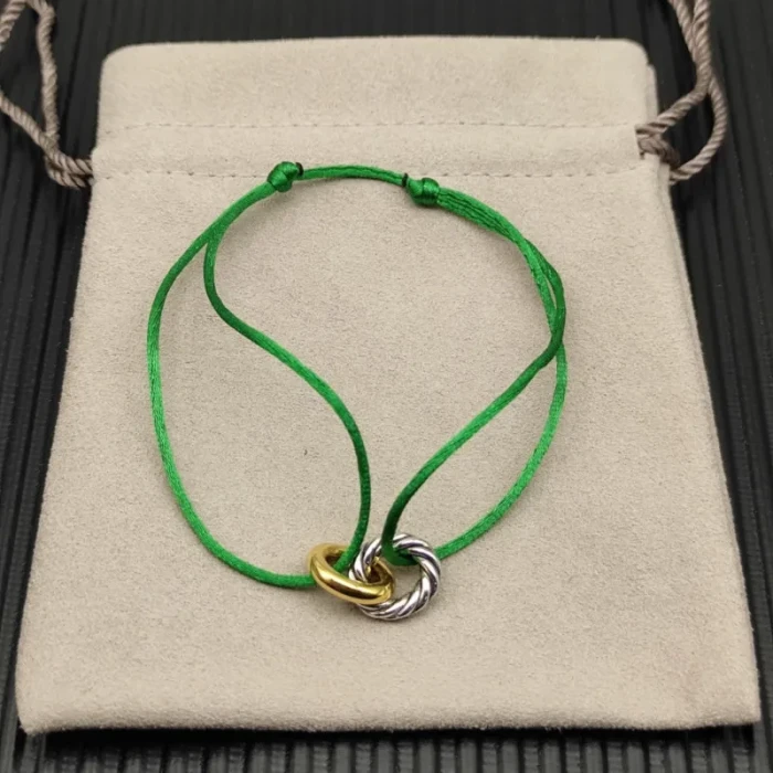 David Yurman Green Double Ring Nylon Cord Bracelet