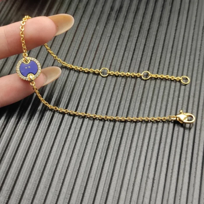 David Yurman Gold Pavé Lapis Lazuli Round Charm Bracelet