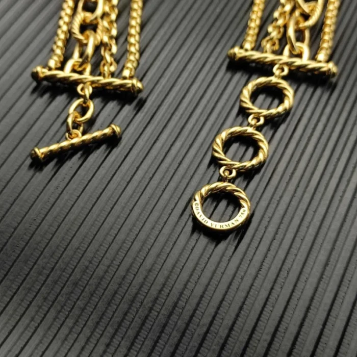 David Yurman Gold 29mm Multi-Row Chain Necklace