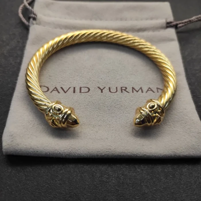 David Yurman 7mm Gold Colorful Enamel Cuff Bracelet, Fits Wrist Size 16cm - 20cm