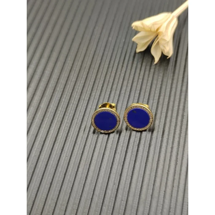 David Yurman 14mm Gold Turquoise Diamond Circle Stud Earrings