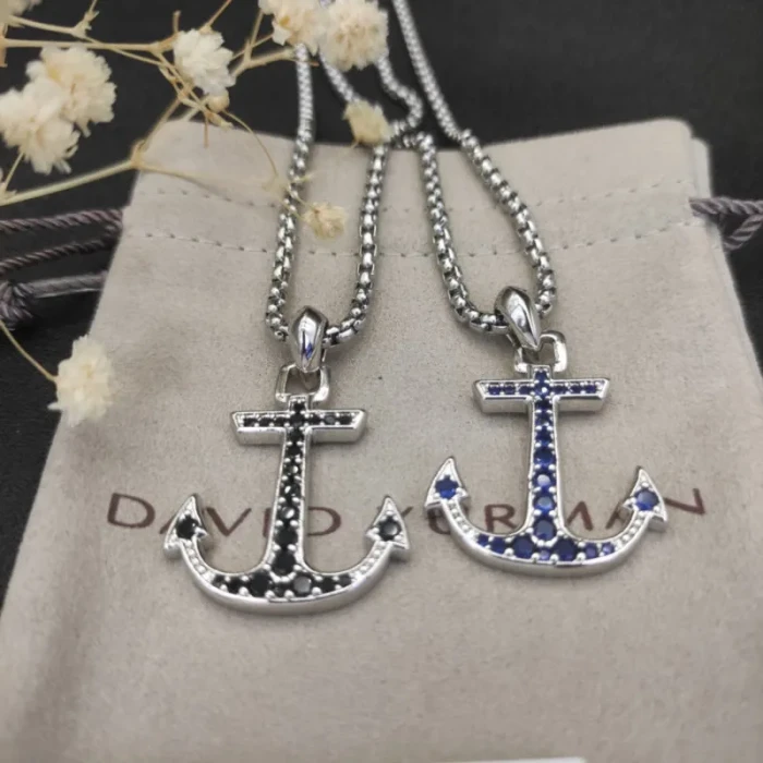 David Yurman Maritime Anchor Black Diamond Necklace