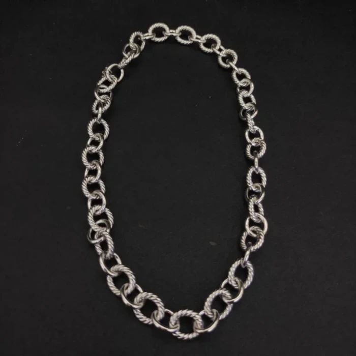 David Yurman 12mm Cable Necklace Sterling Silver 44cm with Adjustable Extension Chain