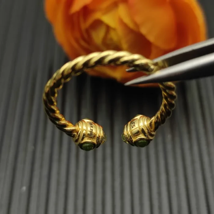 David Yurman 2.3mm Gold Renaissance Green Diamond Pavé Ring