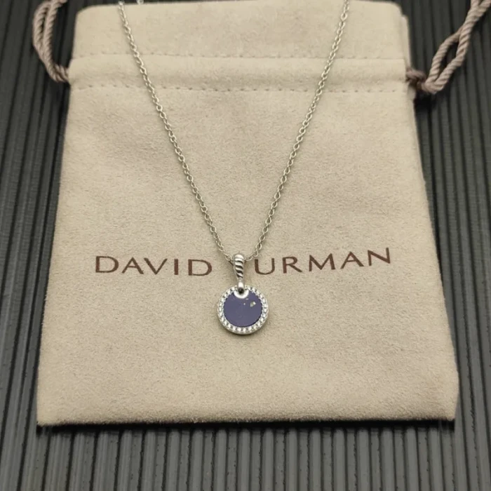David Yurman Sterling Silver 17.8mm Round Pavé Lapis Lazuli Necklace
