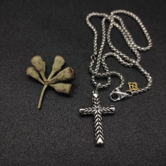 David Yurman Chevron Cross Black Diamond Necklace