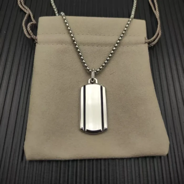 David Yurman Sterling Silver Streamlined Rectangular Tag Necklace