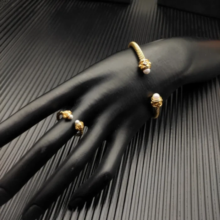 David Yurman Gold Pearl Renaissance Ring