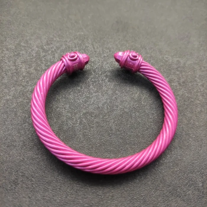 David Yurman 7mm Rose Red Colorful Enamel Cuff Bracelet, Fits Wrist Size 16cm - 20cm