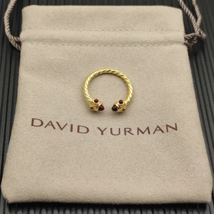 David Yurman 2.3mm Gold Renaissance Carnelian Pavé Diamond Ring