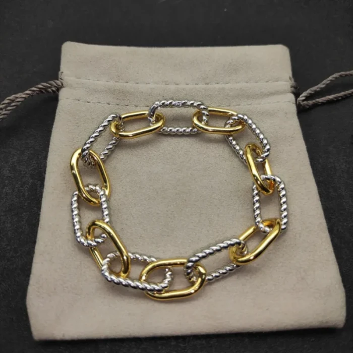 David Yurman Madison Chain Multi-Ring Gold and Silver Bracelet, Length 21cm