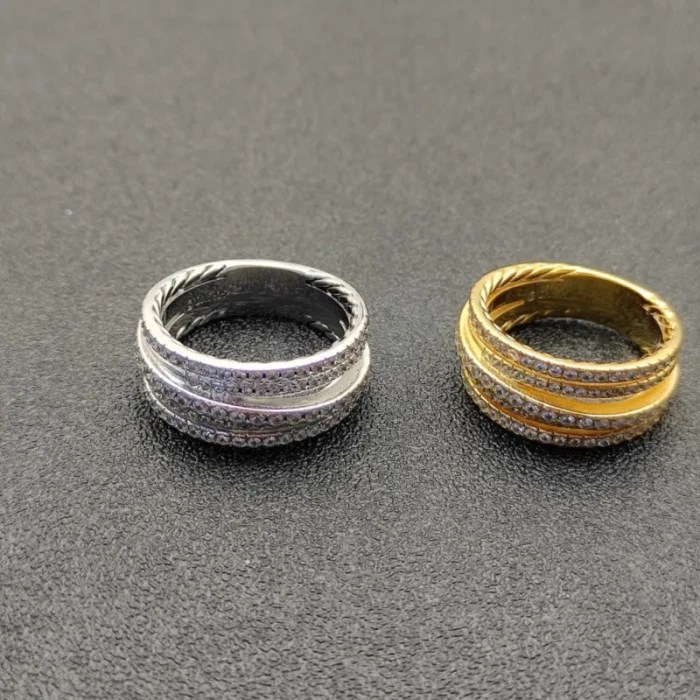 David Yurman Gold Pavé Diamond Interlocking Ring