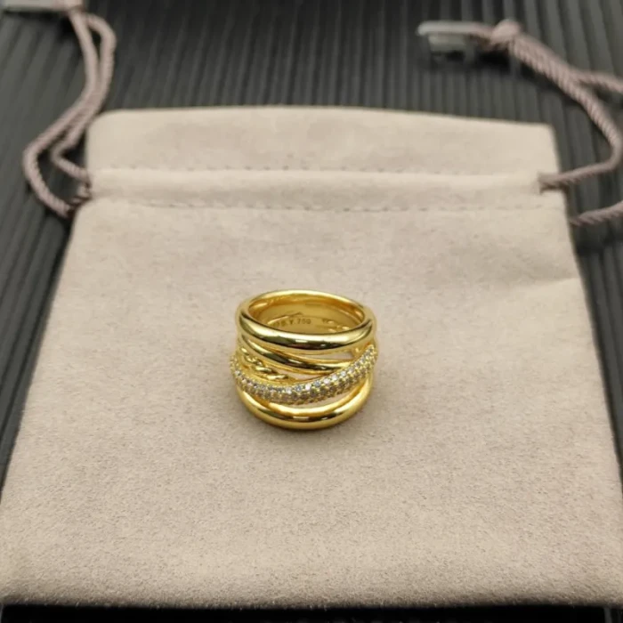 David Yurman 17.5mm Five-Row Cable Cross Diamond Ring