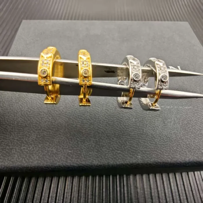 David Yurman Gold White Diamond Renaissance Cable Earrings
