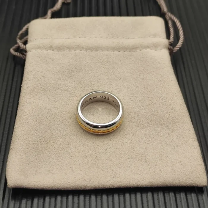 David Yurman Gold and Silver Cable Plain Ring