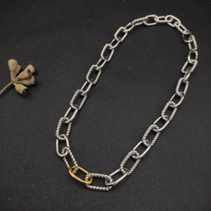 David Yurman Silver and Gold Madison Chain Necklace