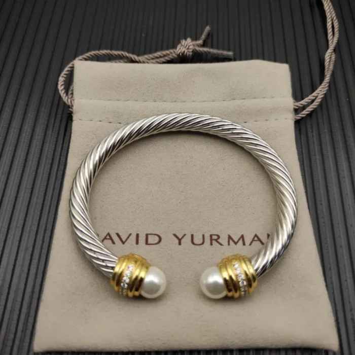 David Yurman 7mm Gold Pearl Head Gemstone Bracelet, Fits Wrist Sizes 16–20cm