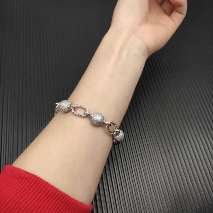 David Yurman Sterling Silver Madison Pavé Bead Bracelet