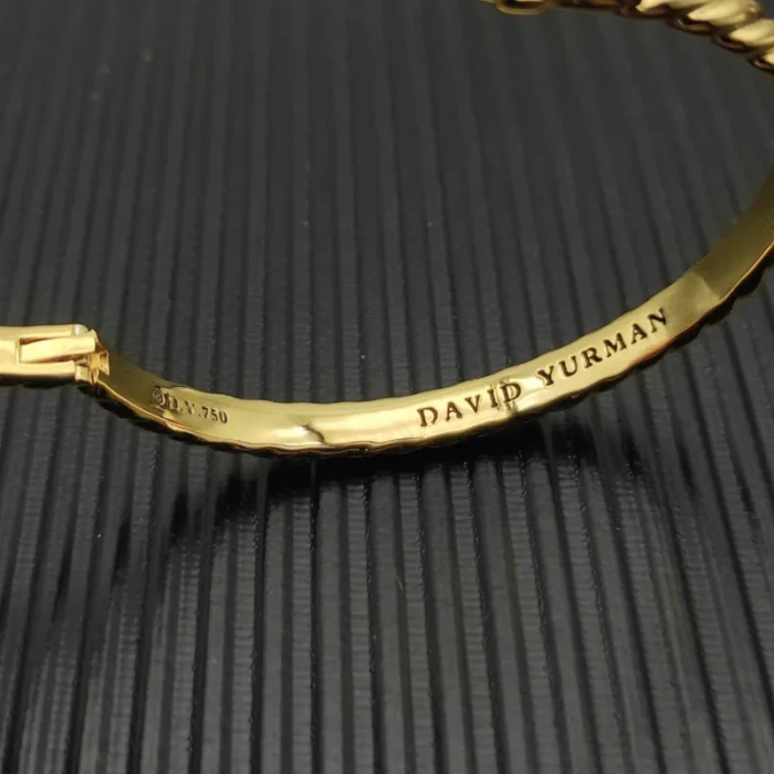 David Yurman 6.2mm Gold Engraved Cable Bangle Bracelet