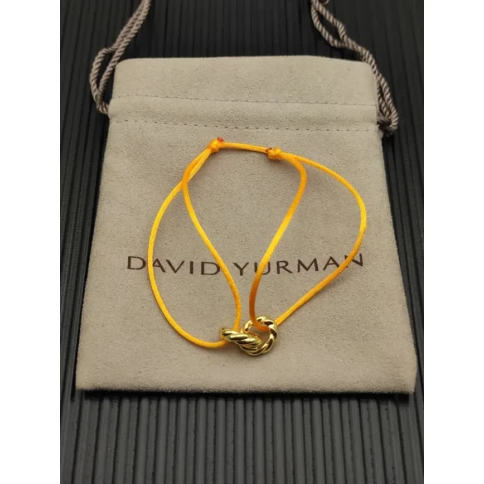 David Yurman Yellow Double Ring Gold Nylon Cord Bracelet