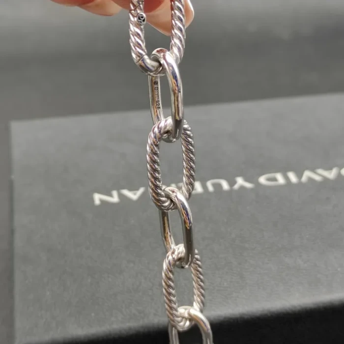 David Yurman Silver Madison Chain Single Diamond Bracelet, 21cm