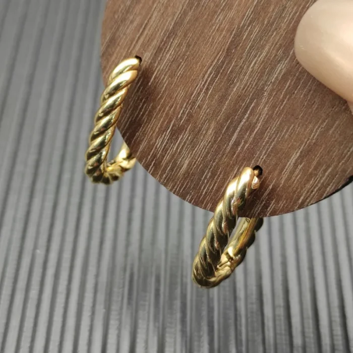 David Yurman Gold 24.3×15.9mm Cable Twist Hoop Earrings
