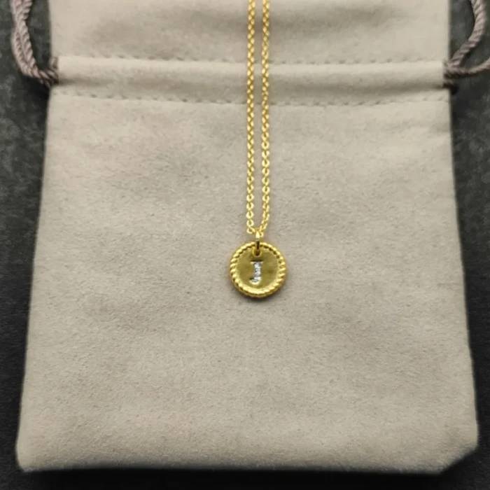 David Yurman Silver Diamond Letter J Round Pendant Necklace, Length 42cm + 3cm + 3cm