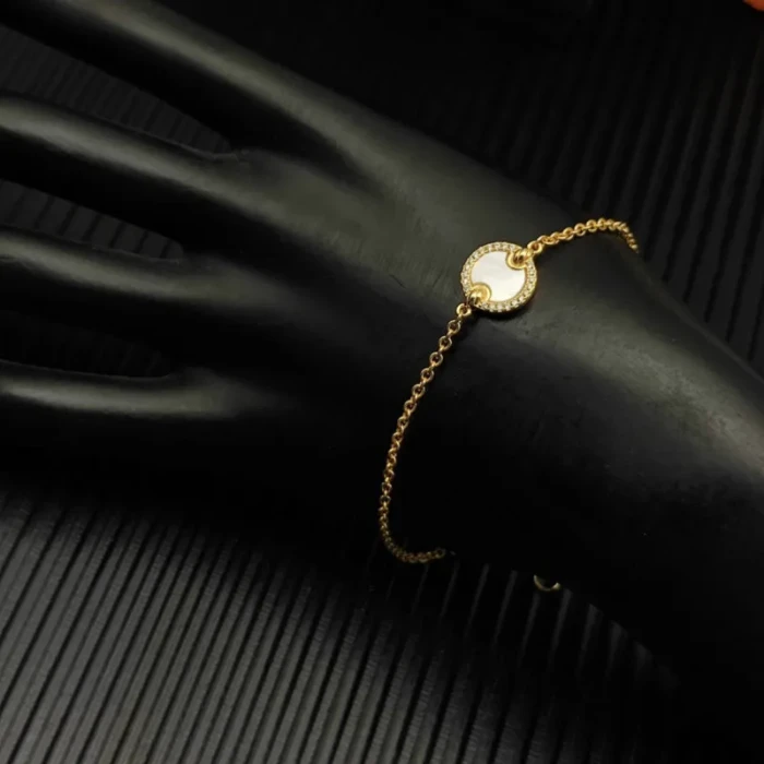David Yurman Gold Pavé Mother of Pearl Round Charm Bracelet