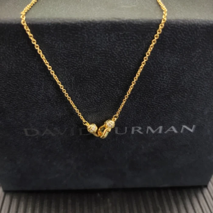David Yurman Gold 16.2mm Small Link Pendant Necklace