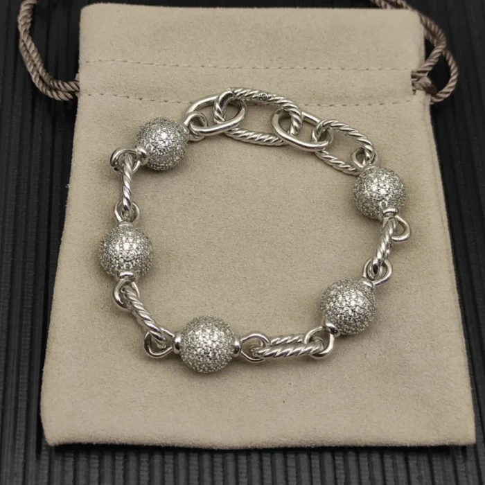 David Yurman Sterling Silver Madison Pavé Bead Bracelet