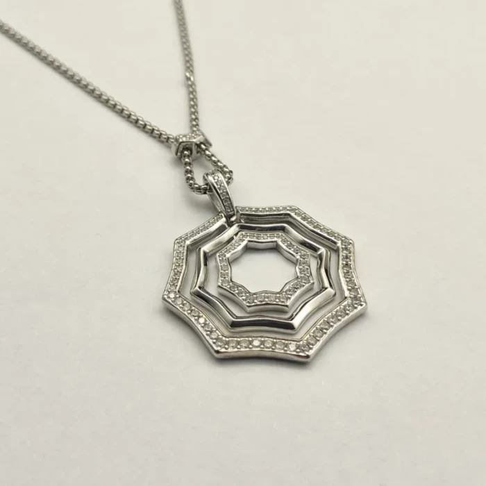 David Yurman Silver 38mm Serrated Stack Necklace