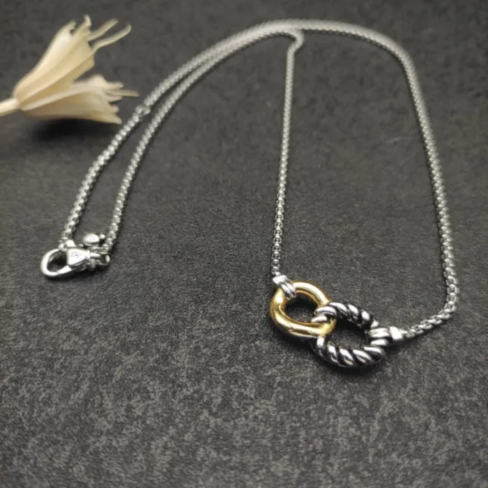 David Yurman Gold and Silver Horsebit Chain Necklace