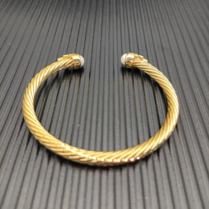David Yurman Gold 5mm Five-Row Pavé Diamond Pearl Bracelet