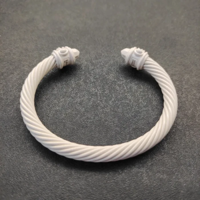 David Yurman 7mm White Colorful Enamel Cuff Bracelet, Fits Wrist Size 16cm - 20cm